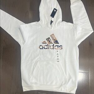 Adidas White Hoodie with Camouflage Logo-L NWT